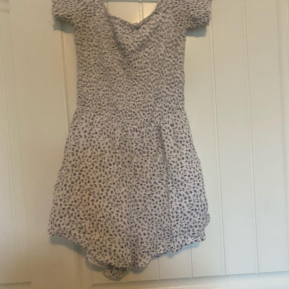 Purple flowered off the shoulder romper
